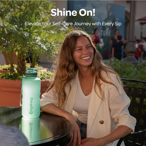 Motivational Water Bottle with Time Marker & Fruit Infuser 64 oz