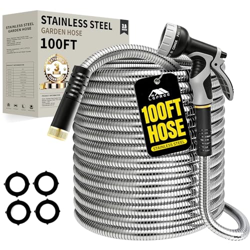 100ft Metal Garden Hose with Upgraded Leak‑Proof Rubber Sleeve