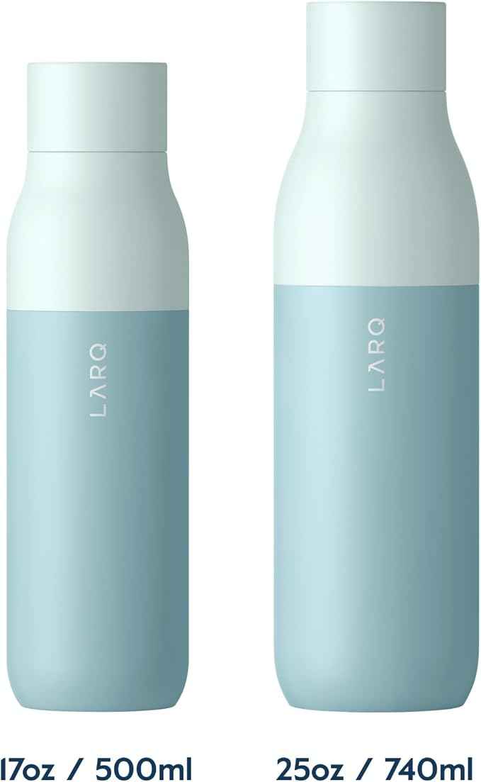 LARQ Bottle Twist Top 17 oz - Insulated Stainless Steel Water Bottle | BPA Free | Reusable Water Bottle for Camping, Office, and Travel | Keep Drinks Cold and Hot, Seaside Mint
