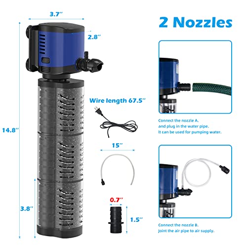 Aquarium Filter Powerful 700GPH for 100