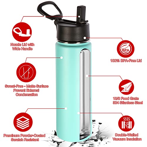 Insulated Water Bottles with Straw Bulk 8 Pack (8 Count)