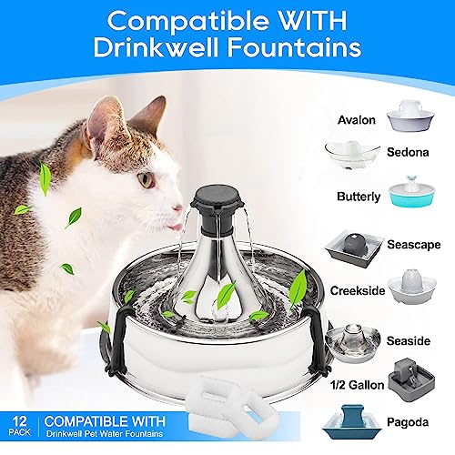 Cat Water Fountain Filter Compatible with Petsafe Water Fountain (8 Count)