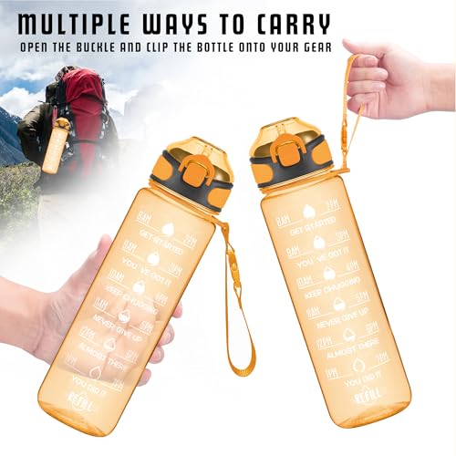 32 oz Water Bottle with Times to Drink and Straw