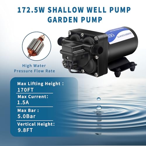 RV Fresh Water Pump 110V Water High Pressure Increase Booster Pump for Home Irrigation 5.5GPM 75PSI Marine Boat Washdown Pump Diaphragm on Demand Water Pump for Yard Garden Camp Yacht (105.76 Ounce)
