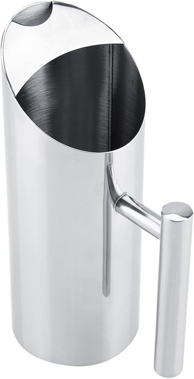 Stainless Steel Water Pitcher Jug with Ice Guard - 1L Cold Drinking Water Carafe with Handle for Home & Hotel