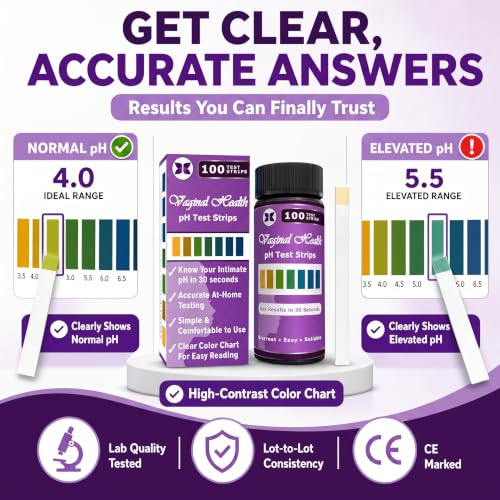 Vaginal pH Balance Test Strips. Personal Wellness Kit for Women. Supports Feminine Hygiene (100 Count)
