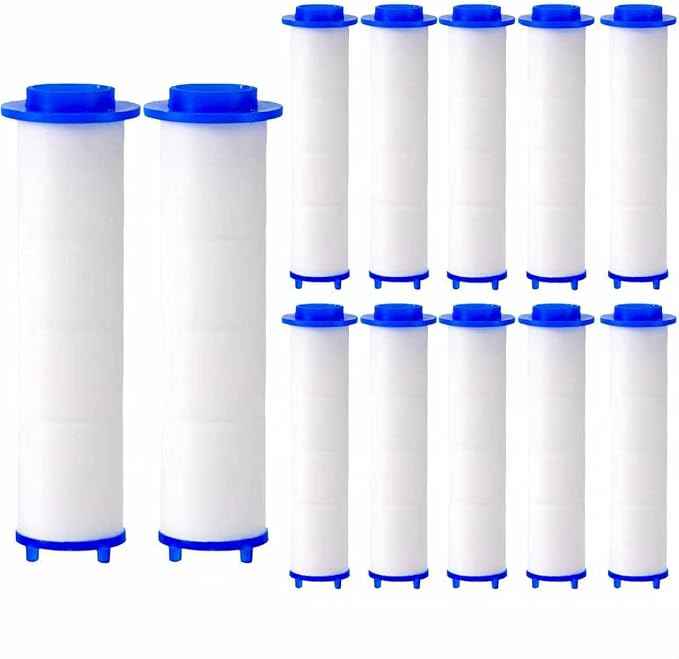 12Pcs 3.34×0.94 Inch Ion Shower Dropse Head Filter PP Cotton Replacement Cartridge, Shower Head Filter Drivese, Water Filter Core Cotton For Handheld Showerheads.