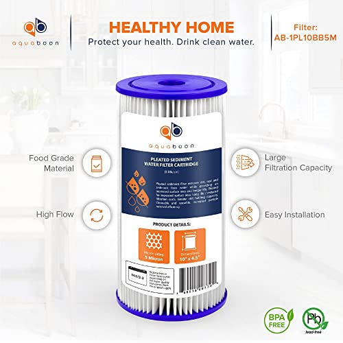 5 Micron Pleated Sediment Water Filter 10 x 4.5 Cartridge (20 Count)