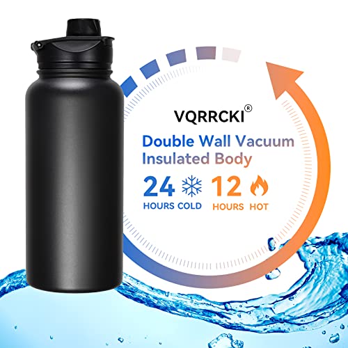 32 oz Insulated Water Bottle with Straw Lid & Wide Mouth Lids