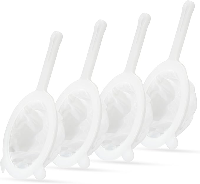 Premium Multi-Mesh Strainer Set, 4 Pack - 100/200/300/400 Mesh, Nylon & Plastic Fine Mesh Sieve for Tea, Coffe, Nut Milk, Juice, Broth, Smoothies, Reusable & Easy to Clean, Durable,Dishwarer Safe