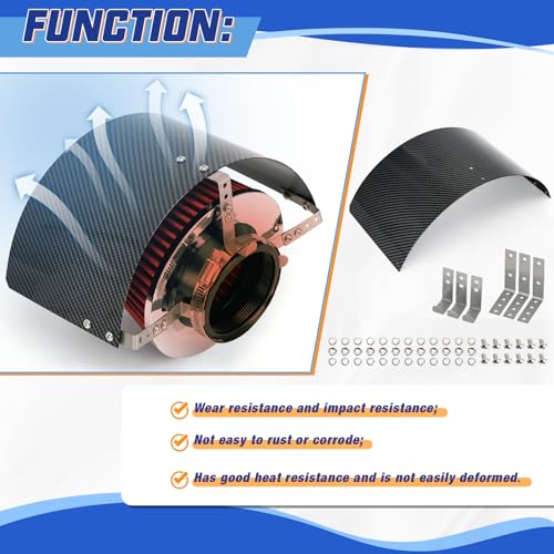 PTNHZ Universal Stainless Steel Air Intake Filter Cover Heat Shield Fits for 2.5