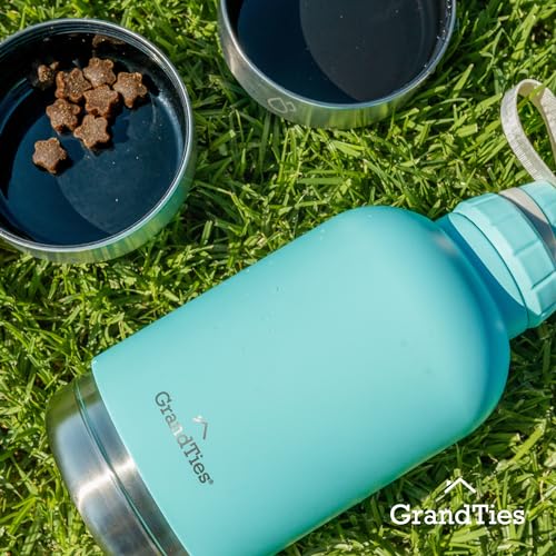 Insulated Portable Dog Water Bottle with 2 Detachable Water Bowl Dispenser