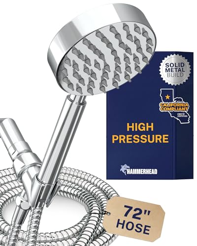 Solid Metal LOW FLOW Handheld Shower Head with Hose and Brass Holder