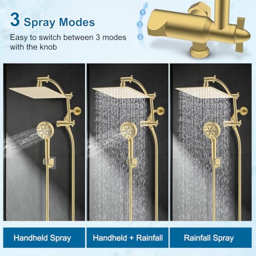 Metal 10" High Pressure Rain Shower Head Combo