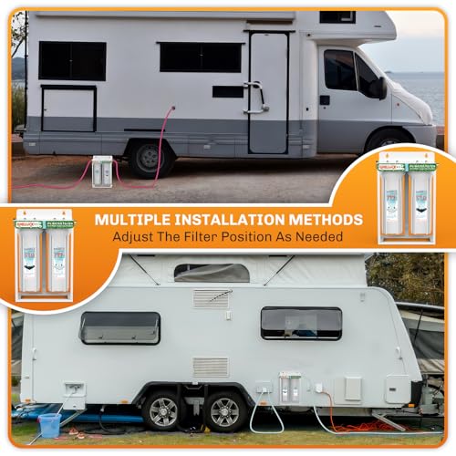 External RV Dual Water Filter System Reduce Chlorine and Odor