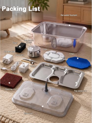 17L 4.5Gal Stainless Steel Dog Water Fountain for Large Dogs
