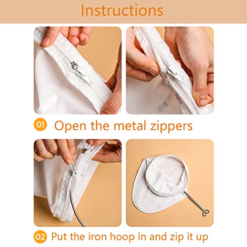 3 PCS Fine Mesh Strainer Bags with Handle (3 Count)