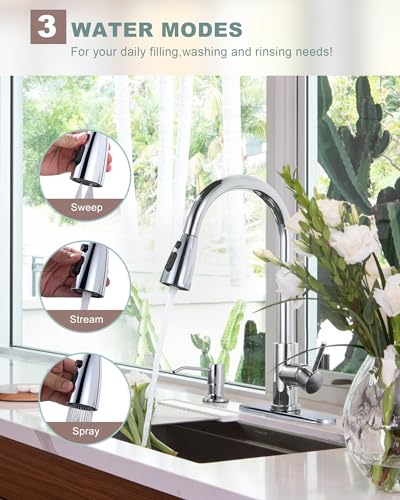 Chrome Kitchen Faucet with Soap Dispenser