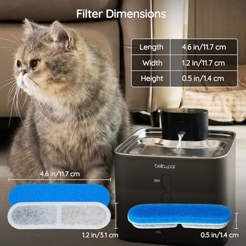 4 Pack Cat Fountain Replacement Filters for BELLA & PAL Cat Water Dispenser