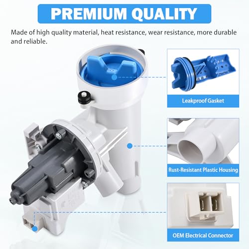 Upgraded WH11X29539 WH11X39237 Washer Drain Pump & Filter Assembly
