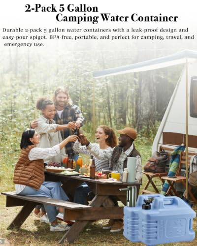 5 Gallon Camping Water Jug with Spigot (2 Count)