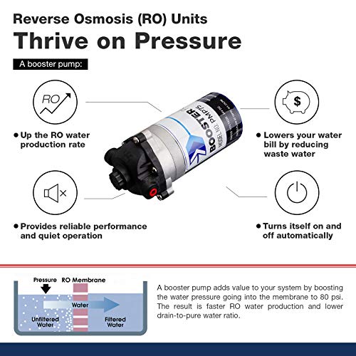RCC1UP 6 Stage 100 GPD Under Sink Reverse Osmosis Drinking Water Filtration System with Booster Pump and UV Ultraviolet Filter