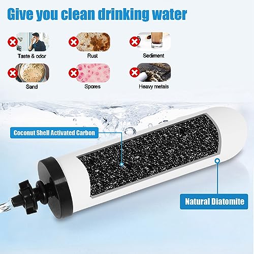 2PCS 7" Ceramic Filter Candle Activated Carbon Replacement Filters Compatible with ProOne and Berkey Countertop Gravity Water Filter System (2 Count)
