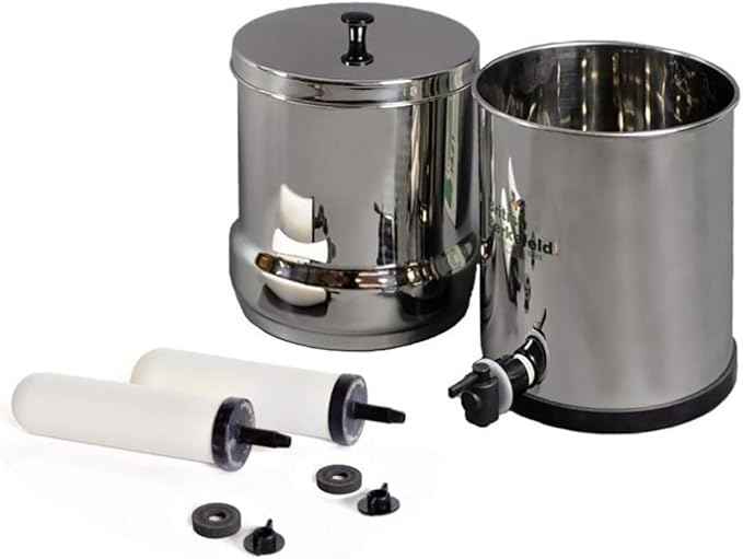 British Berkefeld 2.24 Gallon Gravity-Fed Water Filter System- Stainless Steel with 2x ATC Super Sterasyl Candle Filters
