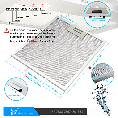 W10169961A Range Hood Filter Fits Whirlpool 3 Pack (3 Count)