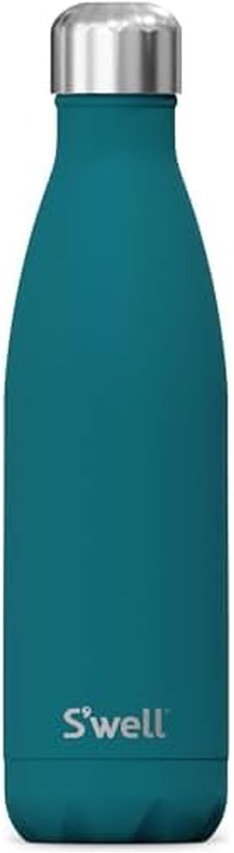 S'well Stainless Steel Water Bottle, 17oz, Peacock Blue, Triple Layered Vacuum Insulated Containers Keeps Drinks Cold for 36 Hours and Hot for 18, BPA Free, Perfect for On the Go