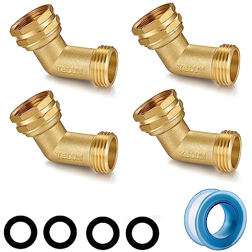 Garden Hose Elbow Connector 45 Degree Solid Brass Pipe Fittings Hose Elbow (4 Count)