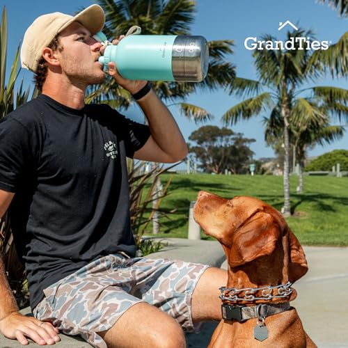 Insulated Portable Dog Water Bottle with 2 Detachable Water Bowl Dispenser