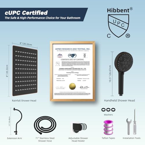All Metal cUPC Certified High Pressure Rainfall 8'' Shower Head