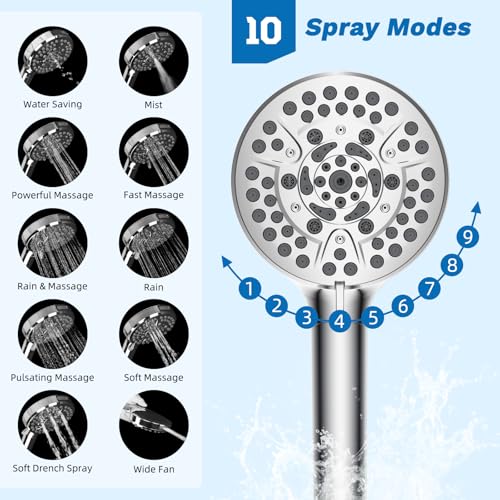 5 spray Dual Filtered White Rain Shower Head