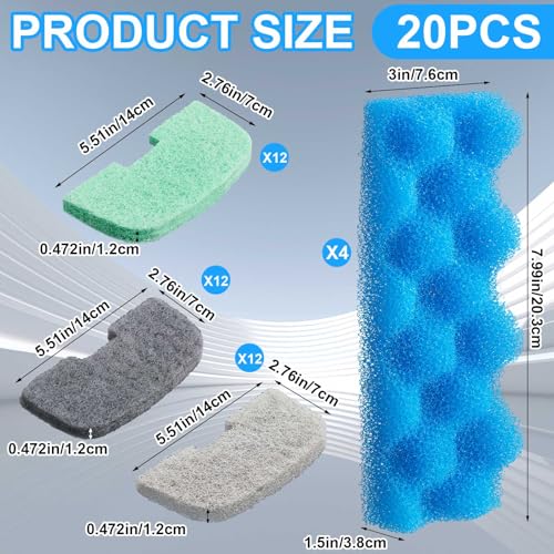 20 Pcs Aquarium Filters Replacement Filter Media Kits Compatible with Fluval 206 (20 Count)