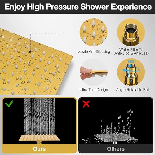 8"High Pressure Square Rain Shower Head and 2