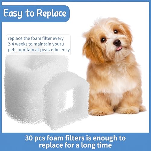 30 Pcs Foam Filters Compatible with Drinkwell Pet Fountain Filters (30 Count)