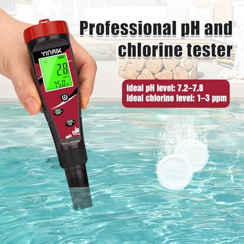 Pool Chlorine pH Meter Digital Salt pH Tester for Salt Water Pool