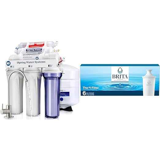 iSpring RCC7AK, NSF Certified 75 GPD, Alkaline 6-Stage Reverse Osmosis System & Brita Standard Water Filter, BPA-Free, Replaces 1,800 Plastic Water Bottles a Year