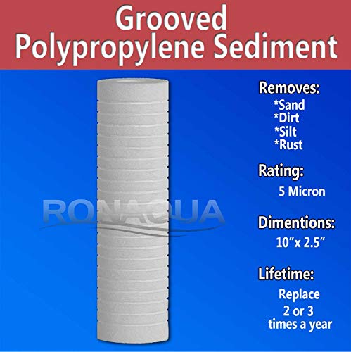 Grooved Sediment Water Filter Cartridge by Ronaqua 10"x 2.5" (25 Count)