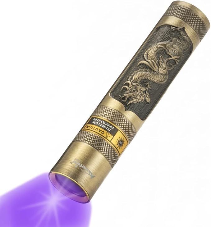 ALONEFIRE SV65 5W 365nm UV Flashlight USB Rechargeable Ultraviolet Mini UV Light ID Checking Black Light for Pet Urine Detector, Resin Curing, Scorpion, Bed Bug, Leak, Minerals with Built-in Battery