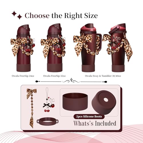 5Pcs Black Cherry Accessories for Owala with Boots