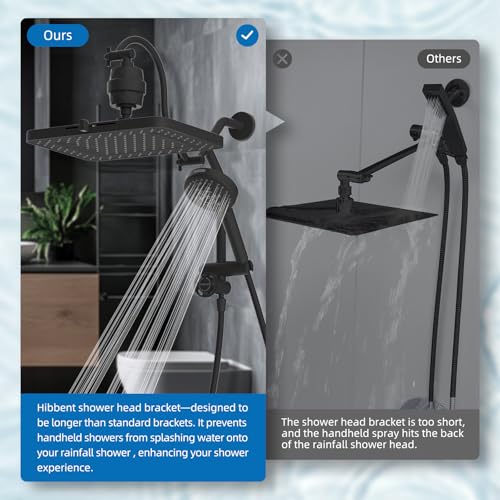 5 spray Dual Filtered Rainfall Shower Head with 10 Spray Handheld