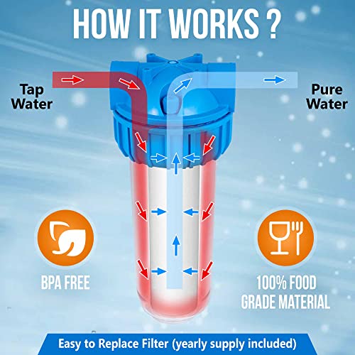 10 Inches Transparent Standard Whole House Water Filter System with Presser Relief Valve