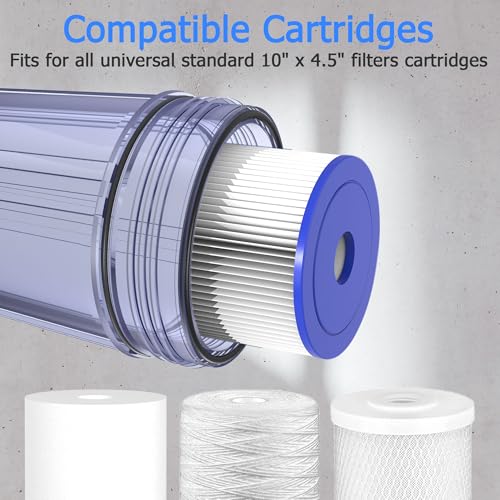 WHT10 Whole House Water Filter Housing Fit 10"x4.5" Sediment etc Filters