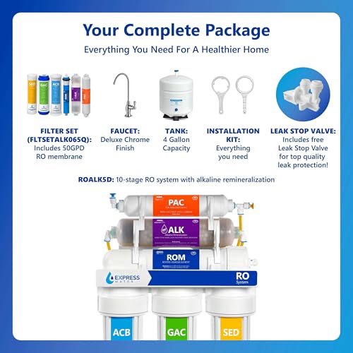 ROALK5D, 10-Stage Under Sink RO System, Alkaline, 50 GPD