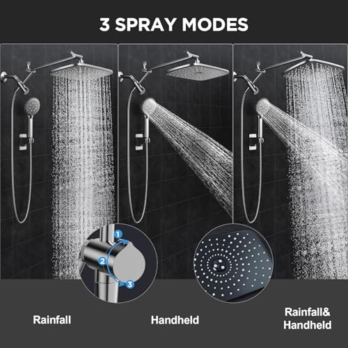 Gunmetal Gray 11.8" High Pressure Shower Head with Handheld