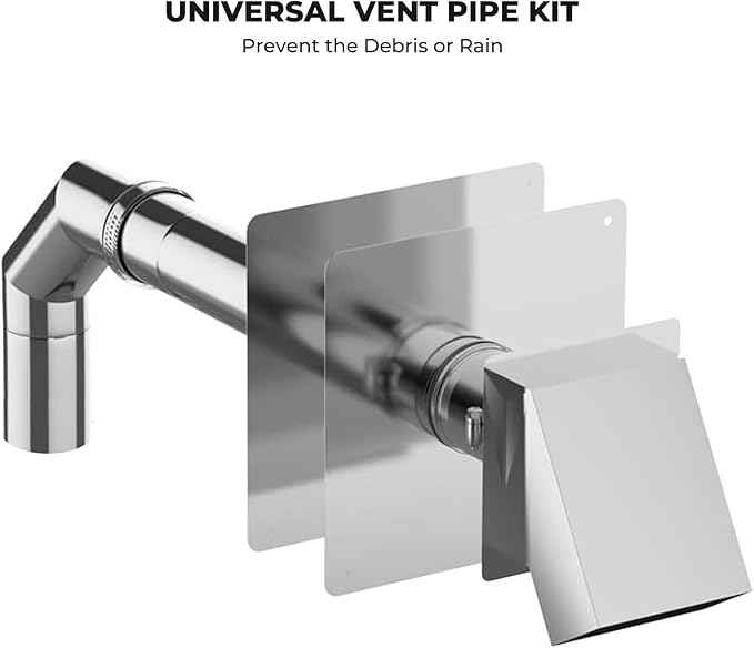 CAMPLUX 3" Horizontal Stainless Steel Vent Pipe Kit with Termination Hood for Gas Tankless Water Heater
