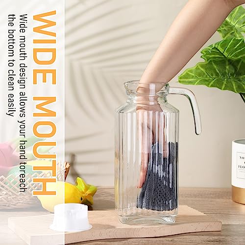 4 Pieces 60 oz Glass Pitcher with Lid Fridge Juice Glass Water Pitcher Beverage Drink Containers Jug for Fridge Iced Tea Lemonade Milk Cocktails Cold (4 Count)