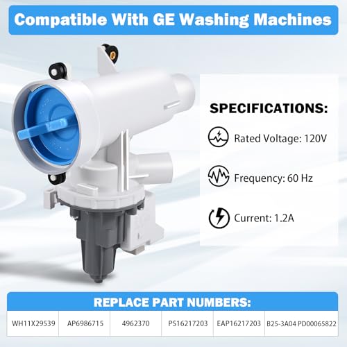 Upgraded WH11X29539 WH11X39237 Washer Drain Pump & Filter Assembly